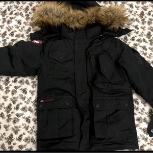 Size 7 black unisex kids canada weather gear ski winter coat
